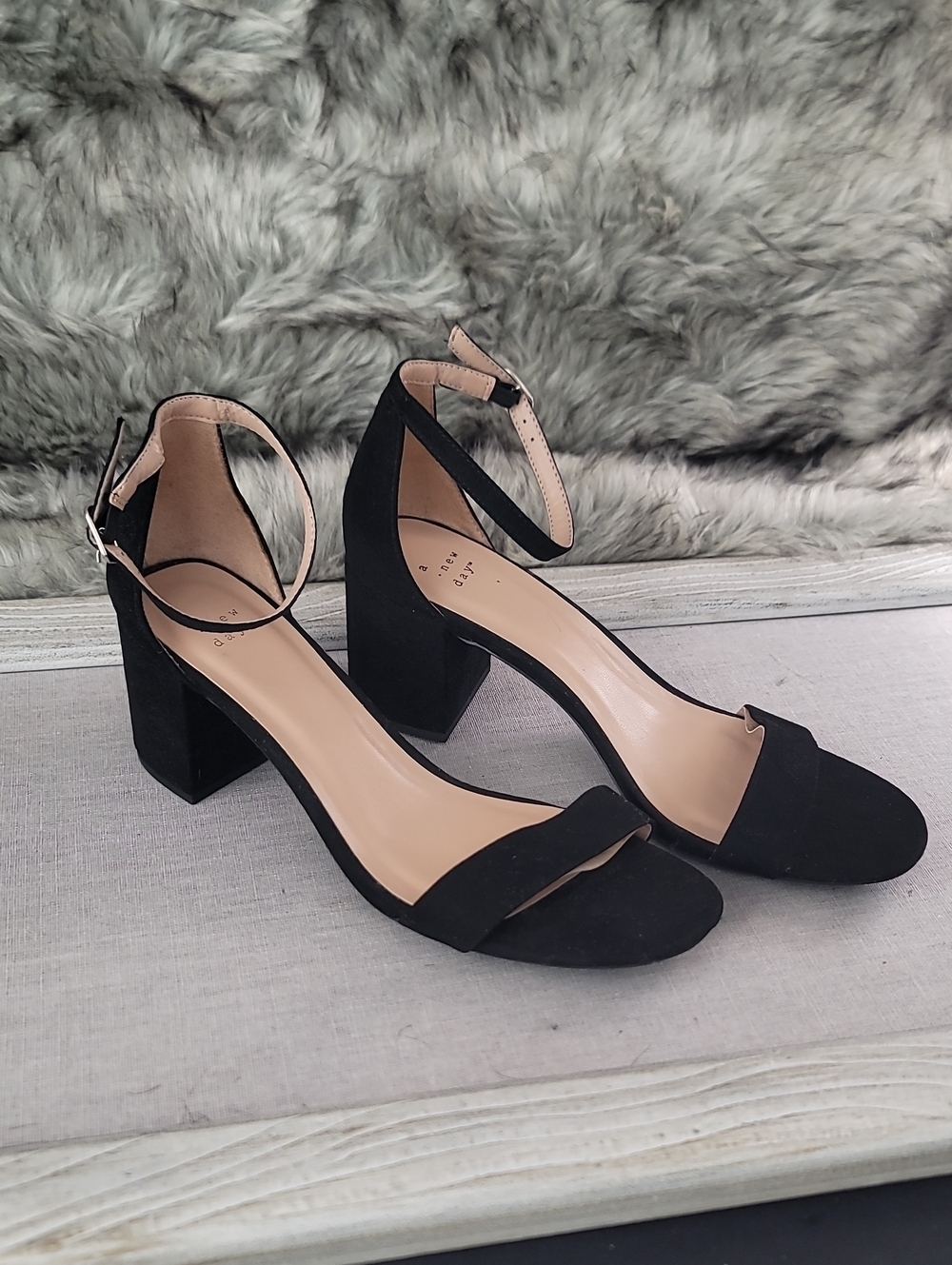 A New Day Black Ankle-Strap Block Heel Sandals-Target